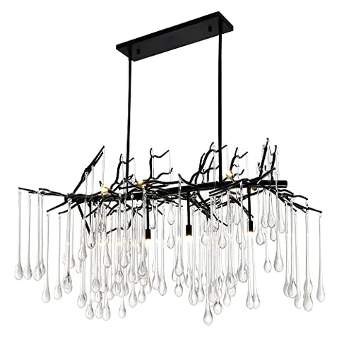 CWI Lighting Modern Statement 47" Black Chandelier for Dining Room Living Room Kitchen Foyer Bedroom Entryway, 10-Light with G9 Bulb Base