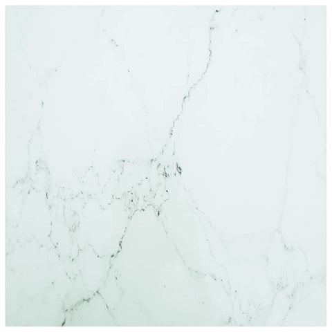 vidaXL Square Tempered Glass Table Top with 0.2"-Thickness & Elegant White Marble Design for Dining Tables, Coffee Tables & Garden Tables