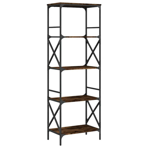 vidaXL Bookcase 5-Tier, Bookshelf Display Cabinet, Storage Book Cabinet for Office Living Room, Industrial Style, Smoked Oak Engineered Wood
