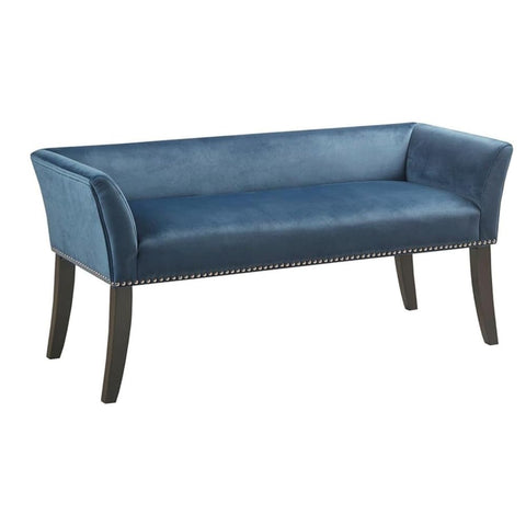 Oakestry MP105-1049 Welburn Accent Vintage Bedroom Entryway Seating Upholstered with Solid Wood Leg Bench Home Furniture, Blue