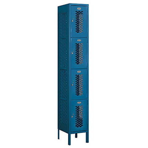 Salsbury Industries 74165BL-U 12" Four Tier Vented, 1 Wide x 6 Feet High x 15 Inches Deep, Unassembled Metal Locker, Blue