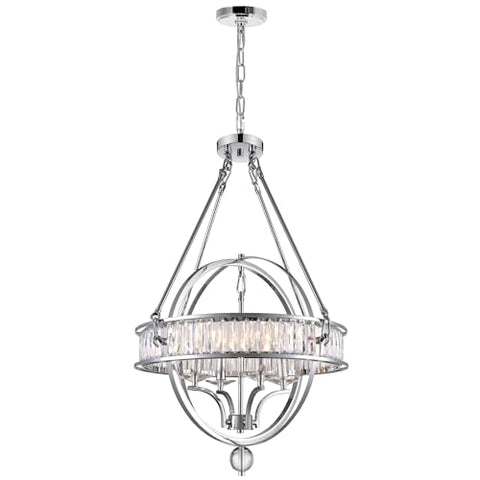 CWI Lighting 20'' Chrome Modern Chandelier for Dining Room, Living Room, Entryway – LED Compatible 4-Light with E12 Bulb Base