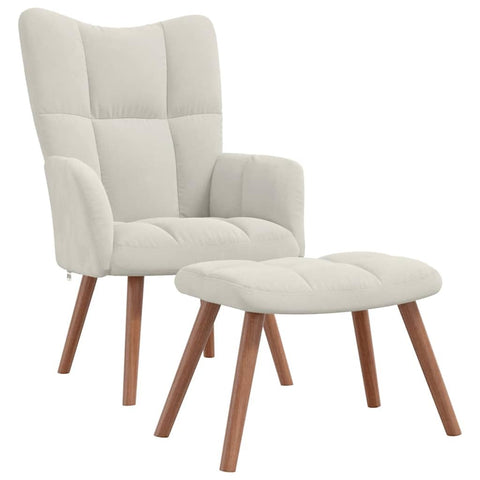 vidaXL Relaxing Chair with a Stool, Accent Relax Chair, Relaxing Armchair Seating for Living Room Office, Modern Style, Cream White Velvet