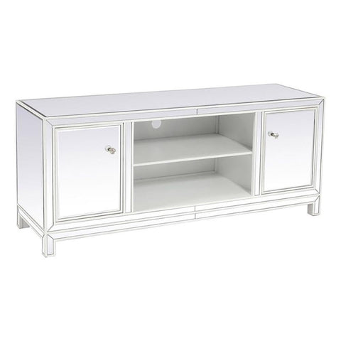 Elegant Decor Reflexion Wood & Mirror TV Stand for TVs up to 55" in White