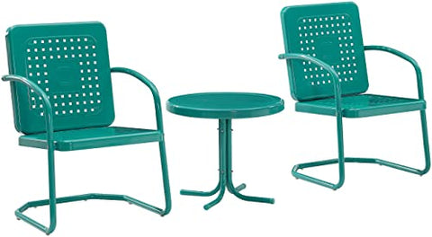 Bates 3Pc Retro Outdoor Chair Set Turquoise Gloss - Side Table & 2 Armchairs