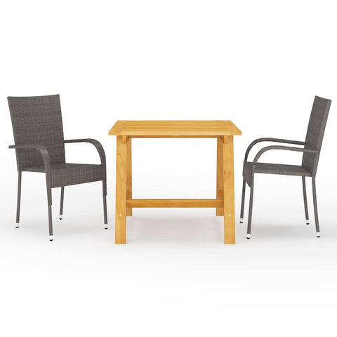 vidaXL Patio Dining Set 3 Piece, Outdoor Dining Table and Chairs, Patio Furniture Set, Conversation Set for Garden, Farmhouse Modern, Brown