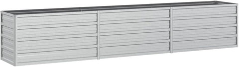 vidaXL Metal Garden Raised Bed - Durable Outdoor Patio Planter in Silver Galvanized Steel - 94.5"x15.7"x17.7" for Balcony, Garden, and Yard