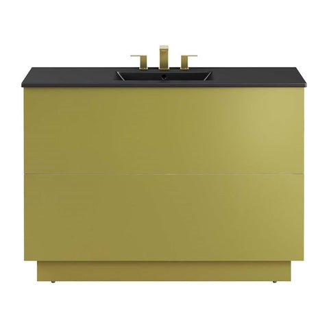 Modway Quantum Modern 48" Single Sink Bathroom Vanity in Black Gold with Ceramic Sink Basin and Storage Drawer