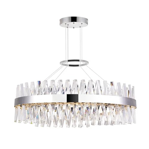 CWI Lighting 40'' Glace Modern LED Chandelier with Chrome Finish – Integrated LED – BACL Certified with 3-Year Warranty – Ideal for Dining Room, Living Room, or Foyer
