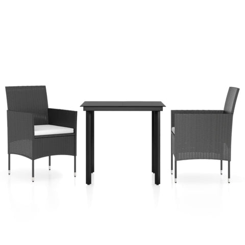 vidaXL 5 Piece Garden Dining Set with Cushions Modern Black Rattan Outdoor Furniture Rectangular Table & Comfortable Chairs Patio and Chair