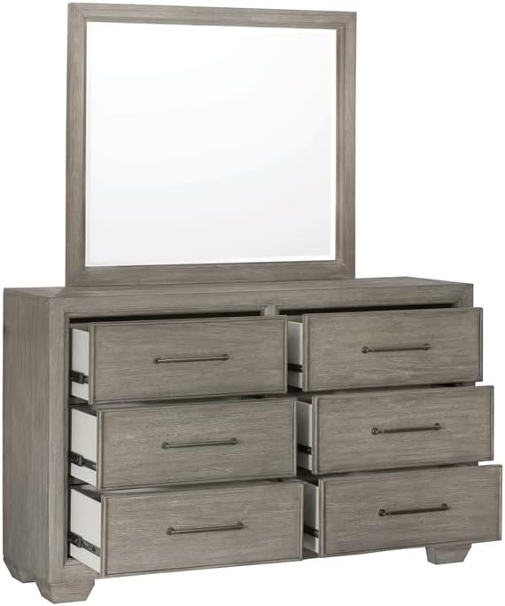 Andover Solid Wood 6 Drawer Dresser in Dove Gray Finish by Samuel Lawrence