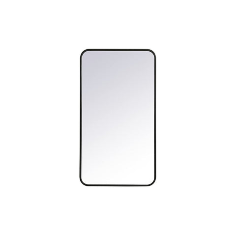Elegant Decor Evermore 20x36 Soft Corner Metal Rectangular Mirror in Black