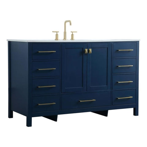 Elegant Kitchen and Bath Irene 54" Solid Wood Single Bathroom Vanity in Blue
