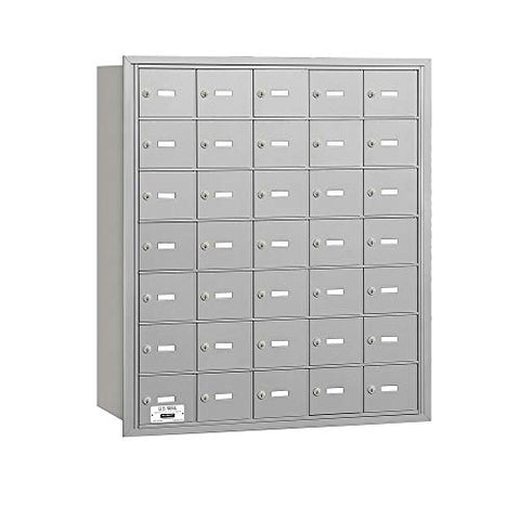 Salsbury Industries 3635ARP 4B Plus Horizontal Mailbox, 35 A Doors, Rear Loading, Private Access, Aluminum
