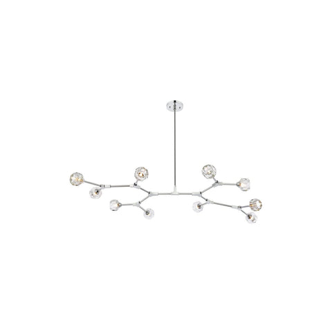 Elegant Lighting Zayne 10-Light Modern Crystal Pendant in Chrome