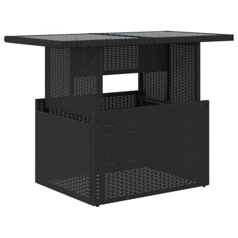 vidaXL Adjustable Glass Top Garden Table Modern Poly Rattan Outdoor Dining for 4 UV Resistant Height from 17.3 in to 28.7 in Perfect Patio and Balcony Use Rectangular Coffee Furniture