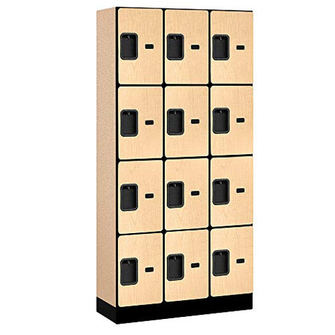 12 Inch Wide Four Tier Designer Wood Locker - 3 Wide - 6 Feet High - 15 Inches Deep - Maple