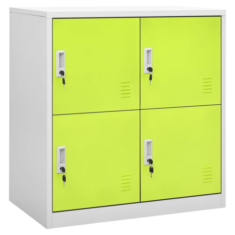 vidaXL Steel Locker Cabinets Set of 2 - Modern Light Gray and Green - Secure and Spacious Storage Organizer with Locks for School, Office, Home - 35.4"x17.7"x36.4"