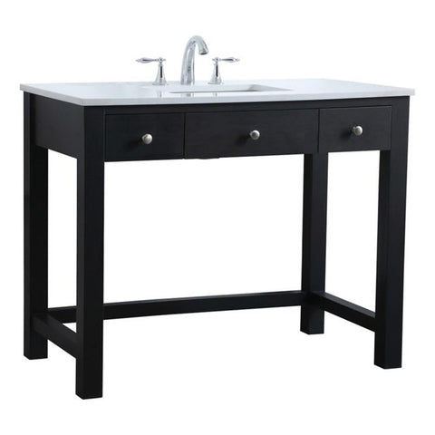 Elegant Kitchen and Bath Hudson 42" Solid Wood Bathroom Vanity in Black