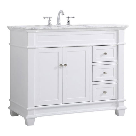 Elegant Decor Wesley 42" Steel and Solid Wood Single Bathroom Vanity Set - White