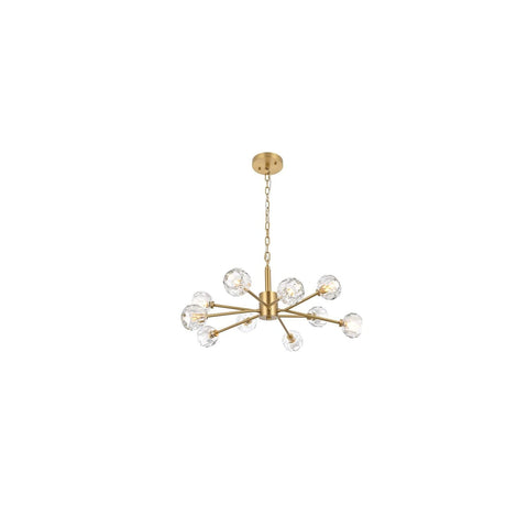 Elegant Lighting Graham 10-Light Modern Crystal/Iron Pendant in Gold