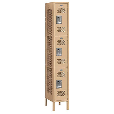 Salsbury Industries 73162TN-U Triple Tier 12-Inch Wide 6-Feet High 12-Inch Deep Unassembled Vented Metal Locker, Tan Brown