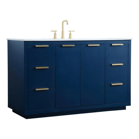 Elegant Kitchen and Bath Blake 54" Solid Wood Single Bathroom Vanity in Blue