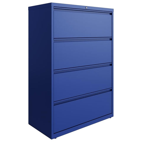 Hirsh 36-in Wide HL10000 Series 4 Drawer Metal Lateral File Cabinet Classic Blue
