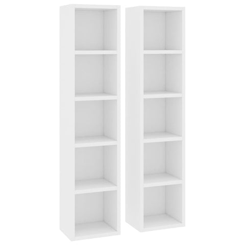 vidaXL CD Cabinet Set of 2 White Engineered Wood Compact CD Cabinet