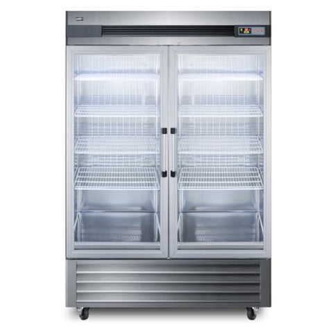 Summit 55" Merchandiser Reach-in Freezer with Two-Swing Glass Door | Frozen Display Refrigeration for Convenience Store | 49 Cu. Ft, (8) Shelves, 55.25"W x 31"D x 83.75"H, Stainless Steel, 115v, NSF