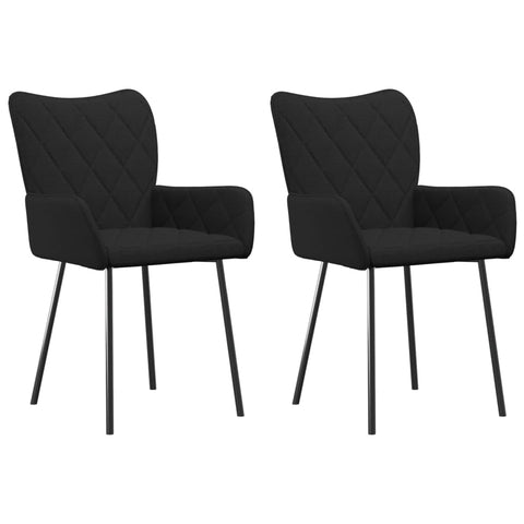 vidaXL Dining Chairs 2 Pcs, Accent Chair Armchair for Living Room, Leisure Upholstered Chair with Metal Legs, Modern Style, Black Fabric