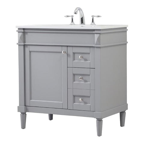 Elegant Decor Indoor Modern Under Sink Bathroom Fixtures Storage Organizer Cabinet 32 inch Single Bathroom Vanity - Grey