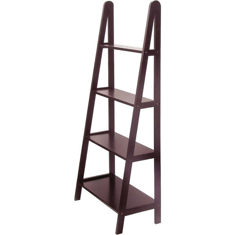Oakestry Four Tier A-Frame Shelf Dark Espresso Finish Solid Composite Wood Construction with Rich Dark Espresso Finish Stylish Freestanding Ladder Style Shelf with Four Tiers of Varying Depths