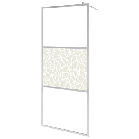 'vidaXL Walk-in Shower Wall - Elegant Modern Design with Stone Embellishment, Adjustable Size to Fit Any Bathroom Layout, Easy to Clean ESG Glass, with Heavy-Duty Aluminum Frame