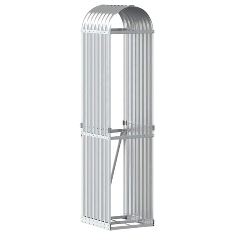 vidaXL Log Holder, Patio Deck Firewood Rack Wood Storage, Log Holder for Outdoor Indoor Fireplace, Silver 15.7"x17.7"x66.9" Galvanized Steel