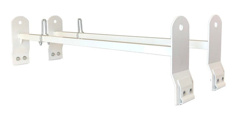 TrailFX Universal 2-Bar Van Ladder Rack White Powder Coated Steel Adjustable 53-63 Inch Length 600 lb Capacity Clamp-On Full Roof Gutter Mount TrailFX FCLR004W