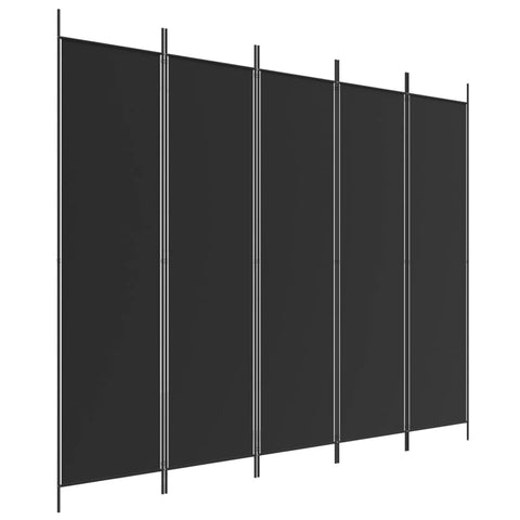vidaXL 5-Panel Room Divider Black, Portable and Foldable Polyester Fabric Screen, Privacy Protector, Sunlight Blocker, Compact Storage, Easy Assembly