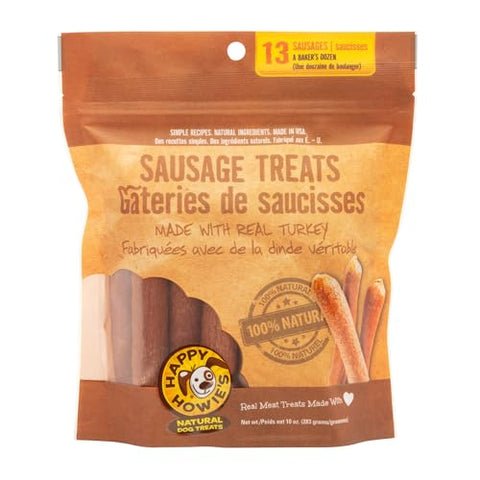 Happy Howie's Sausage Treats - Healthy Dog Treats, Flavorful, Slow Cooked, Natural Ingredients, Chewy Dog Treats, Hormone Free - Turkey, (Pack of 1)