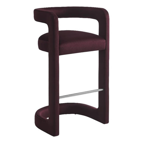 Modway Winslow Performance Velvet Bar Stool in Mulberry