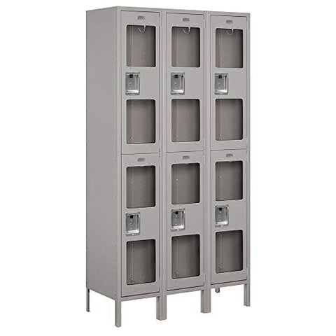 Salsbury Industries S-52365GY-A 15" Double Tier, 3 Wide x 6 Feet High x 15 Inches Deep, Assembled See-Through Metal Locker, Gray