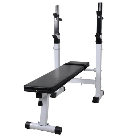 vidaXL Black Fitness Workout Bench - Adjustable and Space-Efficient Weight Bench - Steel Construction for Home or Office - Max User Weight 220lb