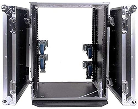 DEEJAY LED TBH14UADW Fly Drive DJ Amplifier Case Durable Rack w/Heavy Duty Castor Wheels 14u-Space Height 18-IN Standard Depth Electronics Equipment Safe Travel Designed Spring Load Retract Handle