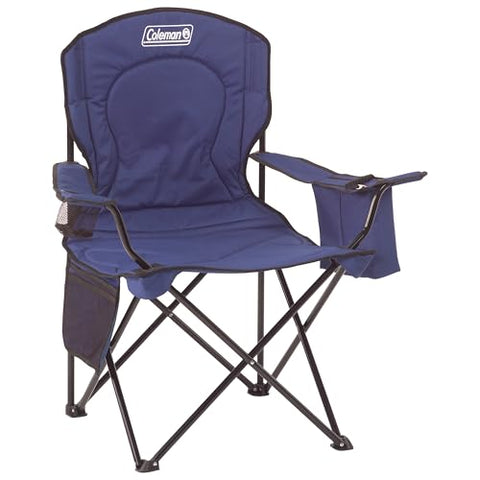 Coleman Portable Camping Chair with 4-Can Cooler, Cushioned Seat & Back with Side Pockets & Cup Holder, Carry Bag Included, Great for Camping, Tailgating, Firepits, Patio, & More
