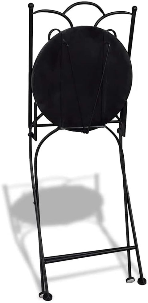 vidaXL Folding Bistro Chairs 2 Pcs, Folding Metal Bistro Outdoor Chair for Patio, Wooden Patio Chair for Deck Front Porch, Ceramic Terracotta