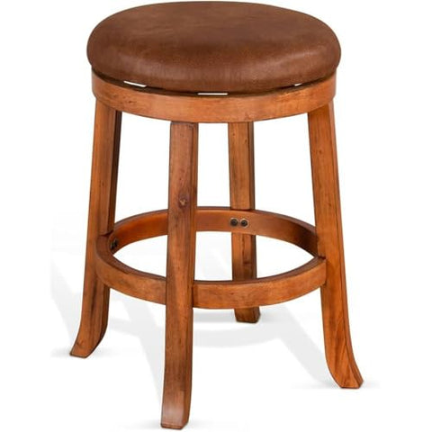Sunny Designs 24" Sedona Wood Backless Swivel Stool in Rustic Oak (Set of 2)