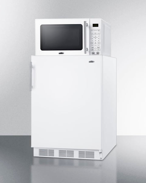 Summit Refrigerator-Freezer and Microwave Combination, Breakroom Appliances, With USB Ports and Allocator, White- MRF661WA (Right Hand Door Refrigerator)