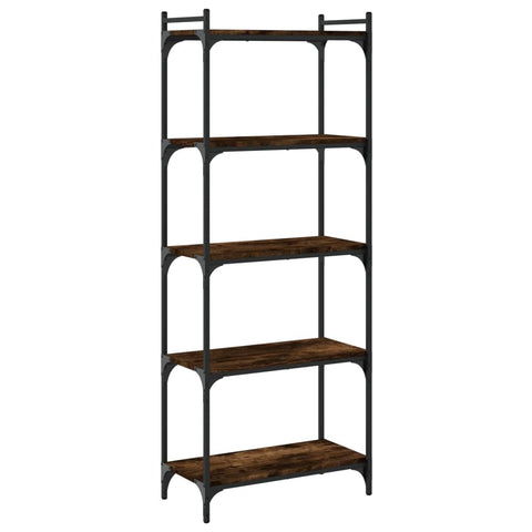 vidaXL Bookcase 5-Tier, Bookshelf Display Cabinet, Storage Book Cabinet for Office Living Room, Industrial Style, Smoked Oak Engineered Wood