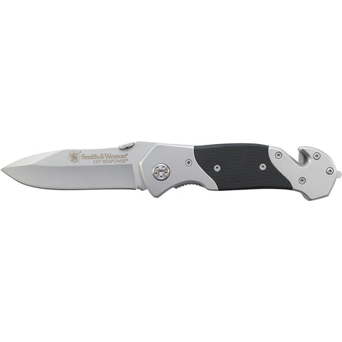 Smith & Wesson SWFR 8in High Carbon S.S. Folding Knife with 3.3in Drop Point Blade and S.S. with G-10 Inlay Handle for Outdoor, Tactical, Survival and EDC