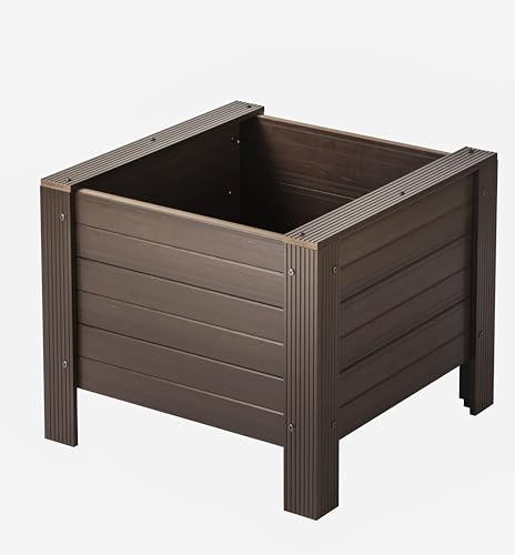 New Age Garden® ECOFLEX Square Planter 24"" - Durable, Walnut Finish - Ideal for Herbs, Flowers, Vegetables - Can Be Painted, Includes 10 Year Limited Manufacturer's Warranty, Brown