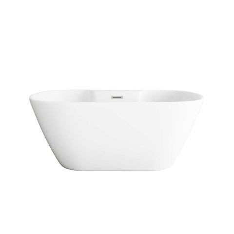 Elegant Kitchen And Bath 59" Bathtub In Glossy White With Brushed Nickel Trim